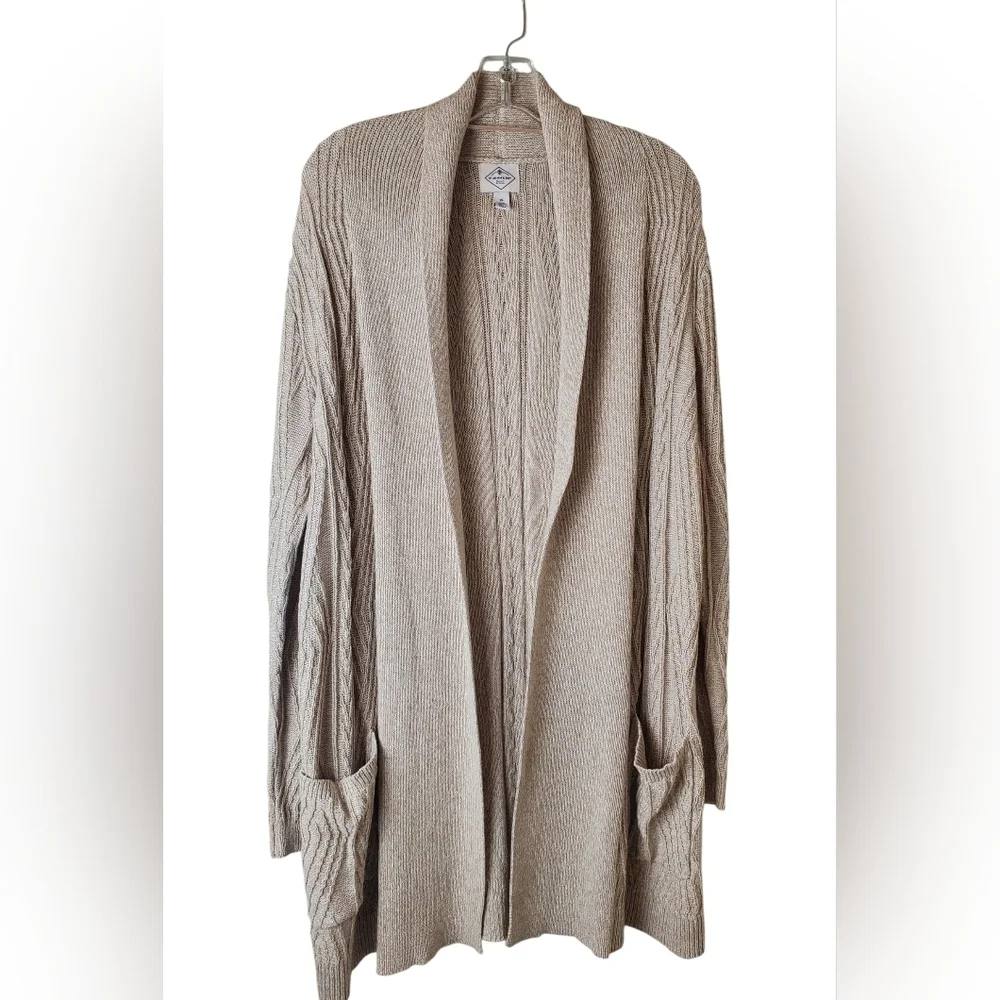 St. John's BayWomen's Cadigan Cream Open-Front Size XL